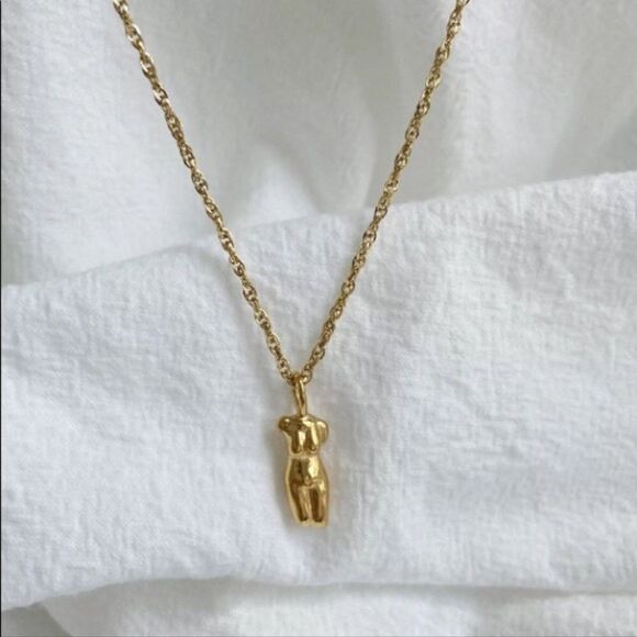 NEW 18k Gold Female Silhouette Necklace - Picture 1 of 10
